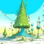 Placeholder: A Christmas tree in the style of moebius, cartoon