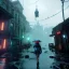 Placeholder: short medium shot, Pretty ciborg woman, portrait, rain, fog, white and gold dress, studio scene, blue light, red lights, hoodie, feathers, cyberpunk style, leather, vibrant color, highly detailed, art stations, concept art, smooth, unreal engine 5, god rays, ray tracing, RTX, lumen lighting, ultra detail, volumetric lighting, 3d, finely drawn, high definition, high resolution, neon background.