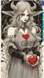 Placeholder: Wizard vintage girl with heart bleed in her hands, half demon and half angel,