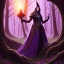 Placeholder:  Woman witch in the dark forest