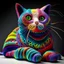 Placeholder: colourful crochet cat, realistic