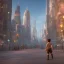 Placeholder: A young boy walking streets of megacities, sci-fi fantasy