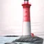 Placeholder: A pastel pencil drawing of the red lighthouse Andenes Lighthouse in Norway