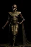 Placeholder: Warrior Queen Gown: A sleek and structured gown with gold or metallic accents, inspired by Maasai warrior attire. Incorporate beadwork as embellishments along the neckline or sleeves.