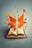 Placeholder: square logo , landscape with leaf fall, flying leaves in the book
