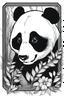Placeholder: A panda with spooky, hollow eyes.no coloring, white and black,no shading, crisp lines, high detail,plain art, thick lines, simple, white background,kawaii creepy style art,b/w prompt.