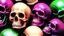 Placeholder: hundreds of non-anatomically correct, dark comic art, graphic novel,human skulls stacked into a wall unusual neon lighting, high velocity, 64k, dystopian, vray, a picture of a dark, comedic, anatomically correct wall of colorful tightly packed skulls of varying sizes and expressions, photo realistic, insanely meticulous, highly detailed, part of a collection of bones on display, 64k, dystopian, vray ,made with stained glass