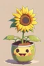 Placeholder: Cheery and cute sunflower in a pot avatar full body in Hayao Miyazaki illustration