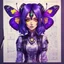 Placeholder: Hand drawn technical,full body portrait illustration , with detailed blueprints and engineering schematics of a walking hybrid Madagascan sunset moth insect girl, purple hair, in anime style, with highly detailed facial features, drawings, and technical notation, 8k, vibrant natural colors