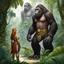 Placeholder: Back in the lush embrace of the jungle Fafhrd and the Gray Mouser stand before the majestic Orangutan Queen, the artifact of bones and feathers cradled in their hands. The Queen's wise eyes gleam with a mixture of anticipation and gratitude as she observes her loyal adventurers' triumphant return.