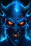 Placeholder: Demon with flaming light blue eyes