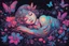 Placeholder: black light art neon colors cute sleeping fairy