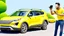 Placeholder: guy arguing on phone next to his kia sportage made from lemons