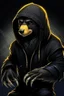 Placeholder: cyber punk hacker honey badger wearing a black hoodie