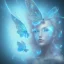 Placeholder: luminous pastel colors, blue butterfly