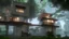 Placeholder: modern house by a big water falls in a karstic montain rain forest idea en construccion