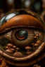Placeholder: reflection within eye of a forest of mushrooms
