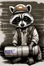 Placeholder: a racoon wearing a fedex shirt and holding nuclear bomb