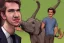 Placeholder: Sebastian Kurz with an elephant. Comic style