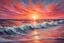 Placeholder: Depict a stunning sunset over the ocean, with vibrant hues of orange and pink painting the sky and waves gently lapping against the shore.