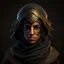 Placeholder: Arab warrior girl, rounded, 3D, 8k, black background