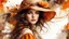 Placeholder: Vintage art, brown and orange shades, sunny day, straw hat for woman, summer dress, splashes of art, in the style of Dante Gabriel Rossetti, Yossi Kotler, Camilla D'Errico, masterpiece, fine art in the style of Carne Griffiths, Paula Hoppe