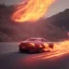 Placeholder: car with flames speeding on highway