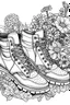 Placeholder: Flower Sneaker vintage Coloring Pages of Sneakers Blooming Shoes vintage Coloring Book for Adults Sneakers Grayscale Coloring Sheets Shoes