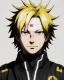 Placeholder: Detailed anime portrait of denki Kaminari from my hero academia, gold hair and golden eyes, black suit, intricate details, full body portrait, keep head in frame, slight smile, black Japanese motif, concept art, highly detailed, digital painting, concept art, sharp focus, illustration, art by Yoji Shinkawa, WLOP and greg rutkowski and alphonse mucha and artgerm and yanjun Chen and Junji ito and Makoto Shinkai, HDR, octane render