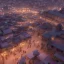 Placeholder: middle east city with mosque and people walking through the market , night , cloud in the sky , full moon , fire place in the bazaar , high resolution, super realistic, unreal engine, cinematic lighting,