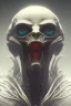 Placeholder: evil berserker, alien, tron, head, bitcoin eyes, 8k, finely detailed, dark light, photo realistic, hr giger