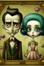 Placeholder: Mark ryden style characters man woman love vintage framed antique texture