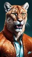 Placeholder: Cougar man art illustration stylized complementary colors quality ultra hyper detailed hyper realistic 12k