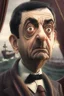 Placeholder: mr bean as jack in titanic, cinematic, depth of field, fantasy art, rose