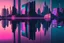 Placeholder: water reflection, sci-fi, retrowave city