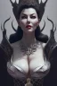 Placeholder: Ava Gardner as evil queen in black leather, busty, cleavage, curvy, angry, stern look. character design by cory loftis, fenghua zhong, ryohei hase, ismail inceoglu and ruan jia. unreal engine 5, artistic lighting, highly detailed, photorealistic, fantasy