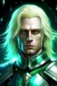 Placeholder: Galactic beautiful man knight of sky deep green eyed long blondhaired