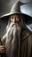 Placeholder: Portrait of Gandalf the Grey: A wizard who is the possessor of one of the three Elven rings, Narya, and a member of the Istari order. He is described as having a long grey beard, a pointed hat, a grey cloak, and a staff