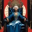 Placeholder: the Slavic goddess granny old Zorya Polunochnaya (Midnight): illustration by Norman Rockwell and Helmut Newton for American Gods (2021), she sits in her iconic throne in the slavic realm