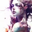 Placeholder:  Bones, leaning pose, watercolor illustration by <agnes cecile> <Yoji Shinkawa>,darred tones,