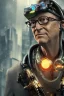 Placeholder: A portrait of post-apocalypse cyborg BILL GATES in a cyberpunk city, sci-fi fantasy style, volumetric lighting,highly detailed,cinamatic,gold colours,8k, 3D octane render, lisa parker, dark, 8k.