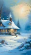 Placeholder: In winter's embrace, a snowman stands tall, Adorned in white, where shadows gently fall. A cottage nearby, nestled in the frosty air, Morning sunlight dances, painting colors rare. The world awakens with a whimsical grace, A timeless scene, a moment frozen in space.