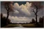 Placeholder: Trees, clouds, 2000's gothic films influence, friedrich eckenfelder impressionism painting