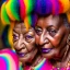 Placeholder: masterpiece, best quality, old woman, dark skinned, sparkling eyes, fluorescent skin, colorful makeup, afro, head shot, highly detailed body, sun light, 4K, RAW, depth of field, high contrast, realistic details, 24mm