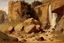 Placeholder: Sunny day, rocks, waterfalls, rocky land, mountains, friedrich eckenfelder and alfred stevens impressionism paintings