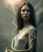 Placeholder: Holy Virgin, celestial light, beautiful, long fabric dress, beautiful long black hair to the waist, snake around body, head and shoulders portrait, 8k resolution concept art portrait by Greg Rutkowski, Unreal Engine 5 volumetric lighting