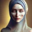 Placeholder: close up portrait of Sofia Buttela as woman in hijab, fine detail, highly intricate, modern surrealism painting, with scars on face , defined cracks and breaks, high-quality, volumetric lighting, 8k, ultrahd, George Grie, Marco Escobedo, Igor Morski,Brian Froud, Howard Lyon, Selina French,