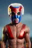 Placeholder: realistic image of joe biden as a mexican wrestling fighter posing, Mexican eyes wrestling mask, red and blue breeches, retro style, 80s, vibrant color, highly detailed, sky background, concept art, unreal engine 5, god rays, ray tracing, RTX, lumen lighting, ultra detail, volumetric lighting, 3d, finely drawn, high definition, high resolution.