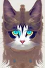 Placeholder: vector art cat,lije turkish van cat, goddess, trippy, eyes different colored