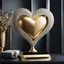 Placeholder: A magnificent golden and silver heart-shaped sign adorned with a stunning golden sphere encrusted with sparkling diamond clusters at its center, elegantly spinning in position.